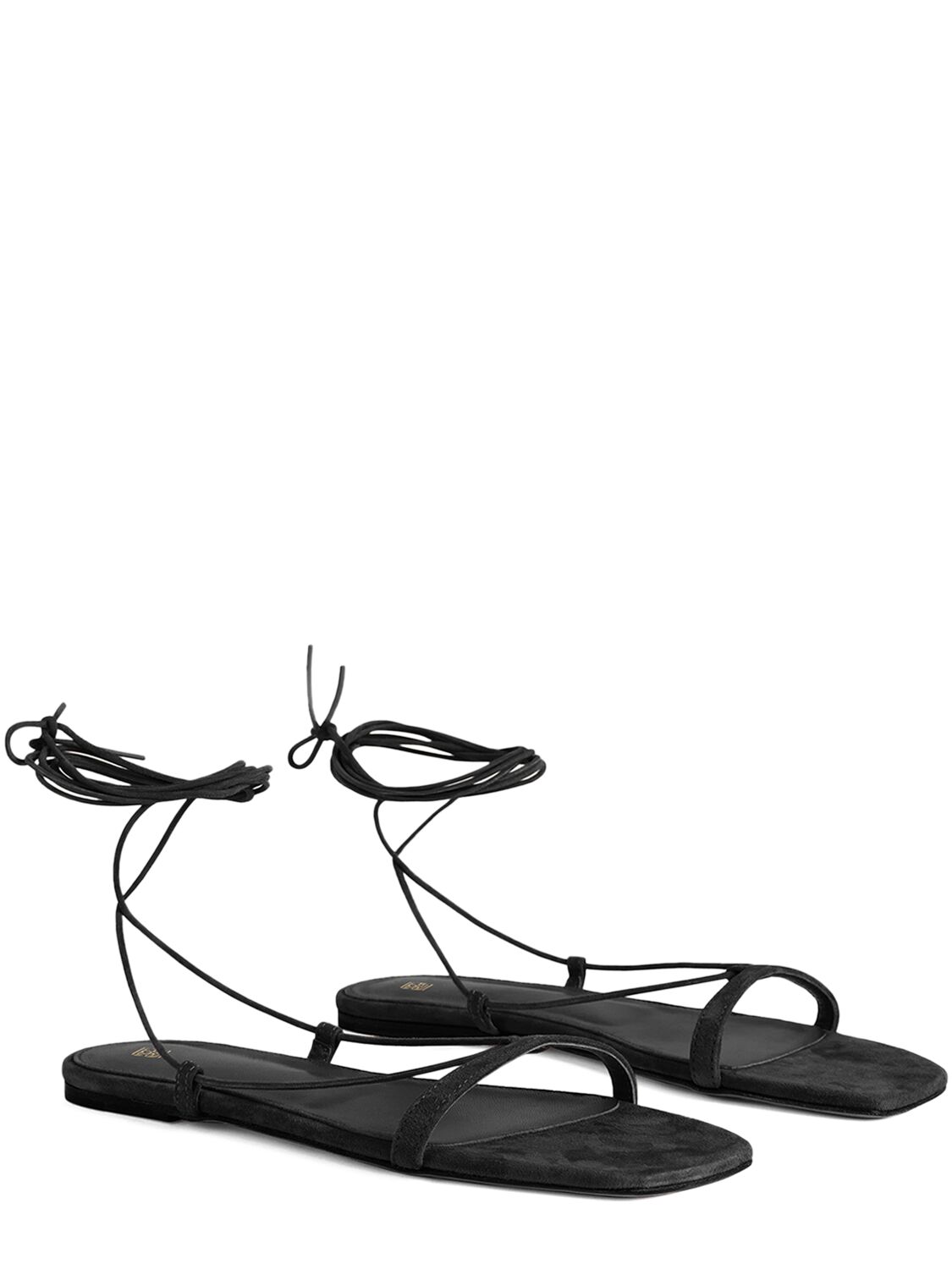 Shop Totême 5mm Suede Flat Sandals In Black