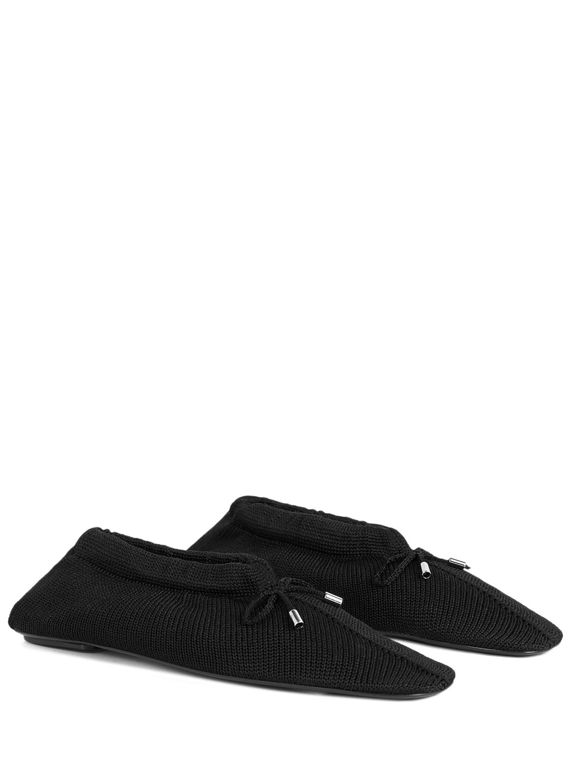 Shop Totême 5mm Knit Flat Shoes In Black