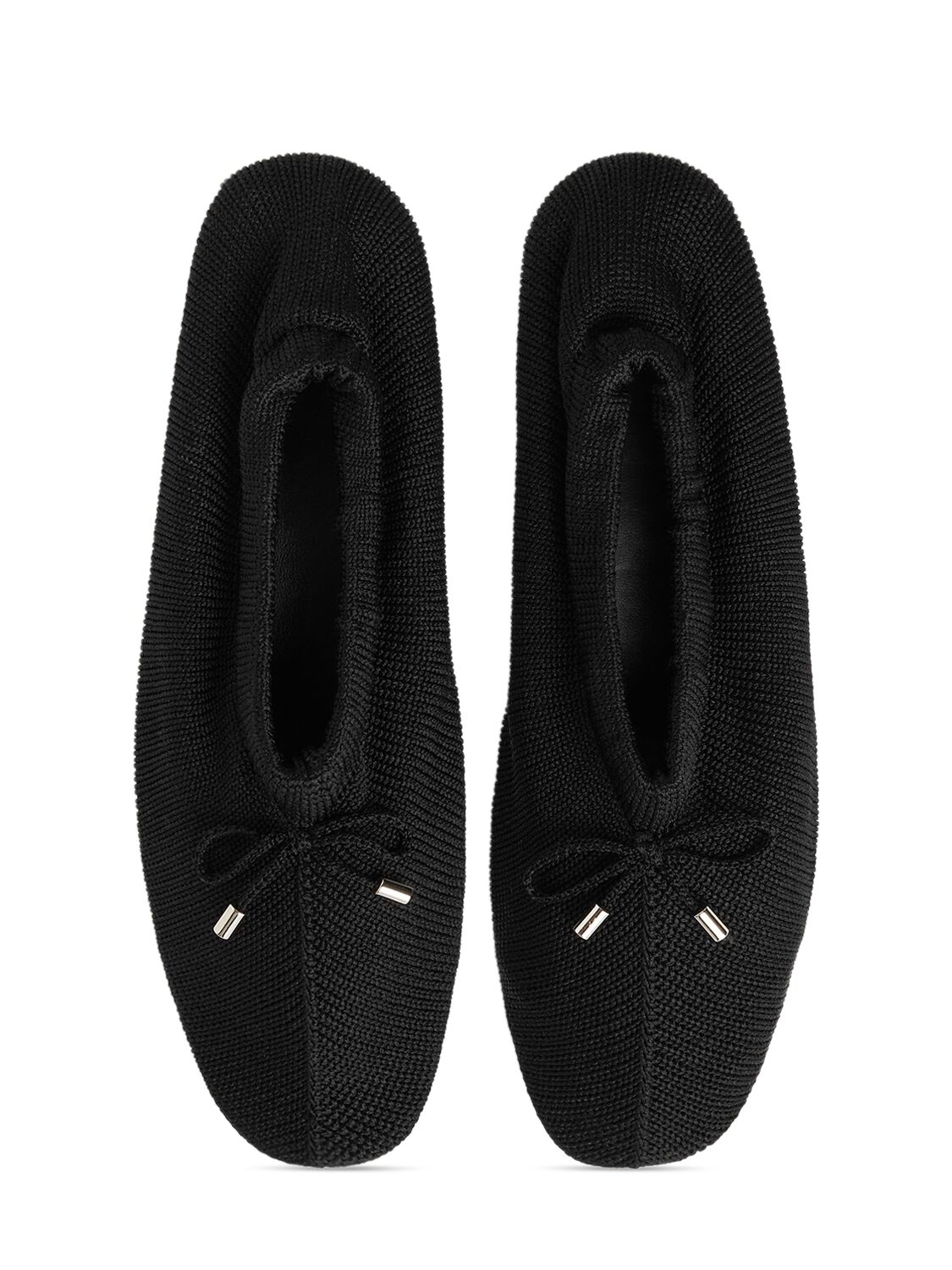 Shop Totême 5mm Knit Flat Shoes In Black
