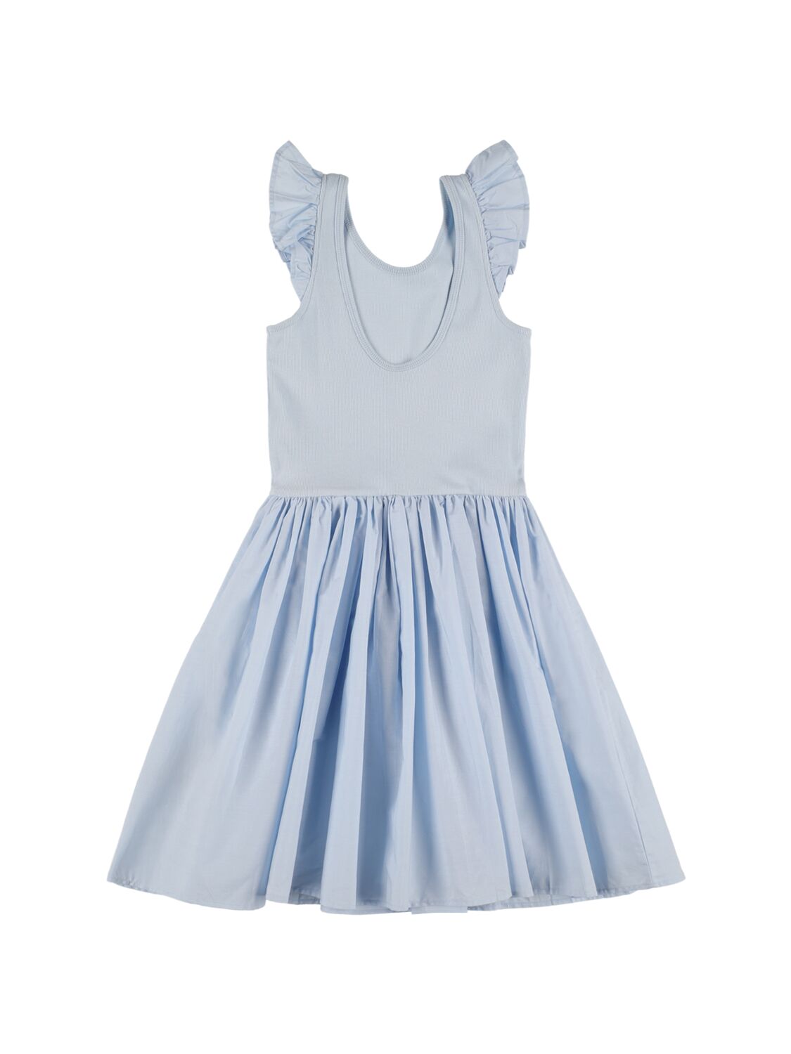 Shop Molo Cotton Jersey & Poplin Dress In Light Blue