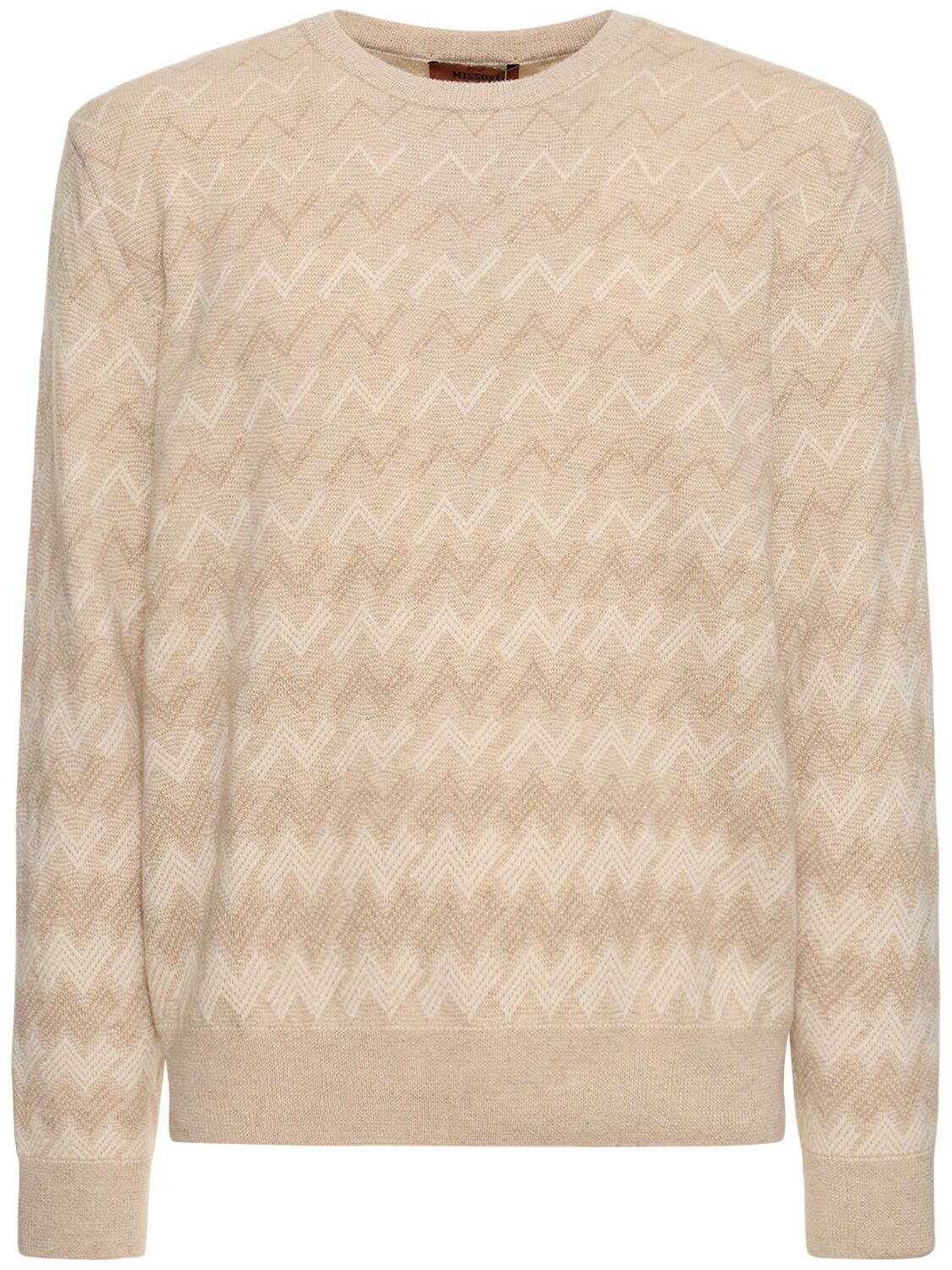 Missoni Monogram Cashmere Knit Sweater In Beige