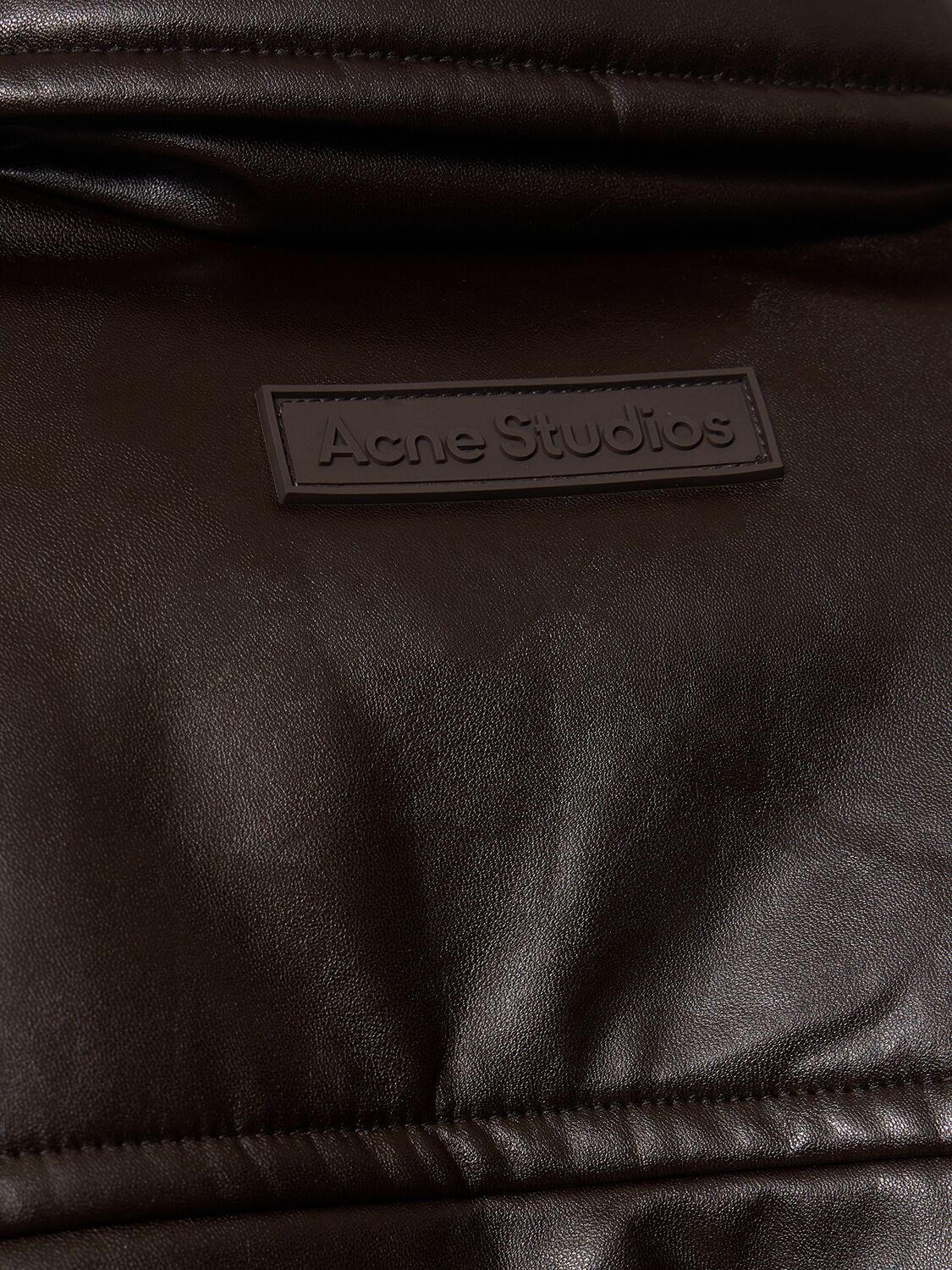 Shop Acne Studios Faux Leather Puffer Bomber Jacket In Dark Brown