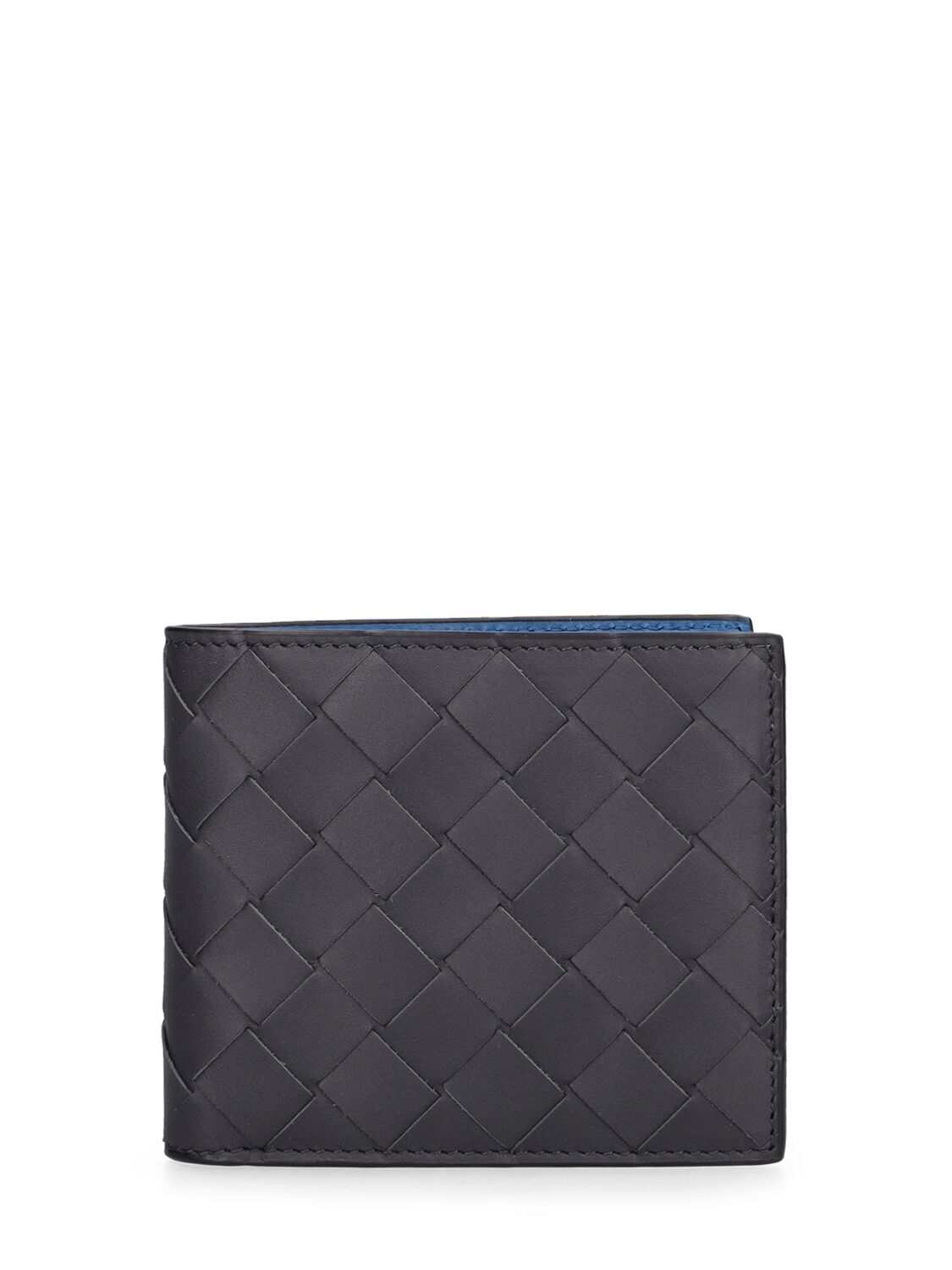 Bottega Veneta Intrecciato Leather Bi-fold Wallet In Ardoise,blue
