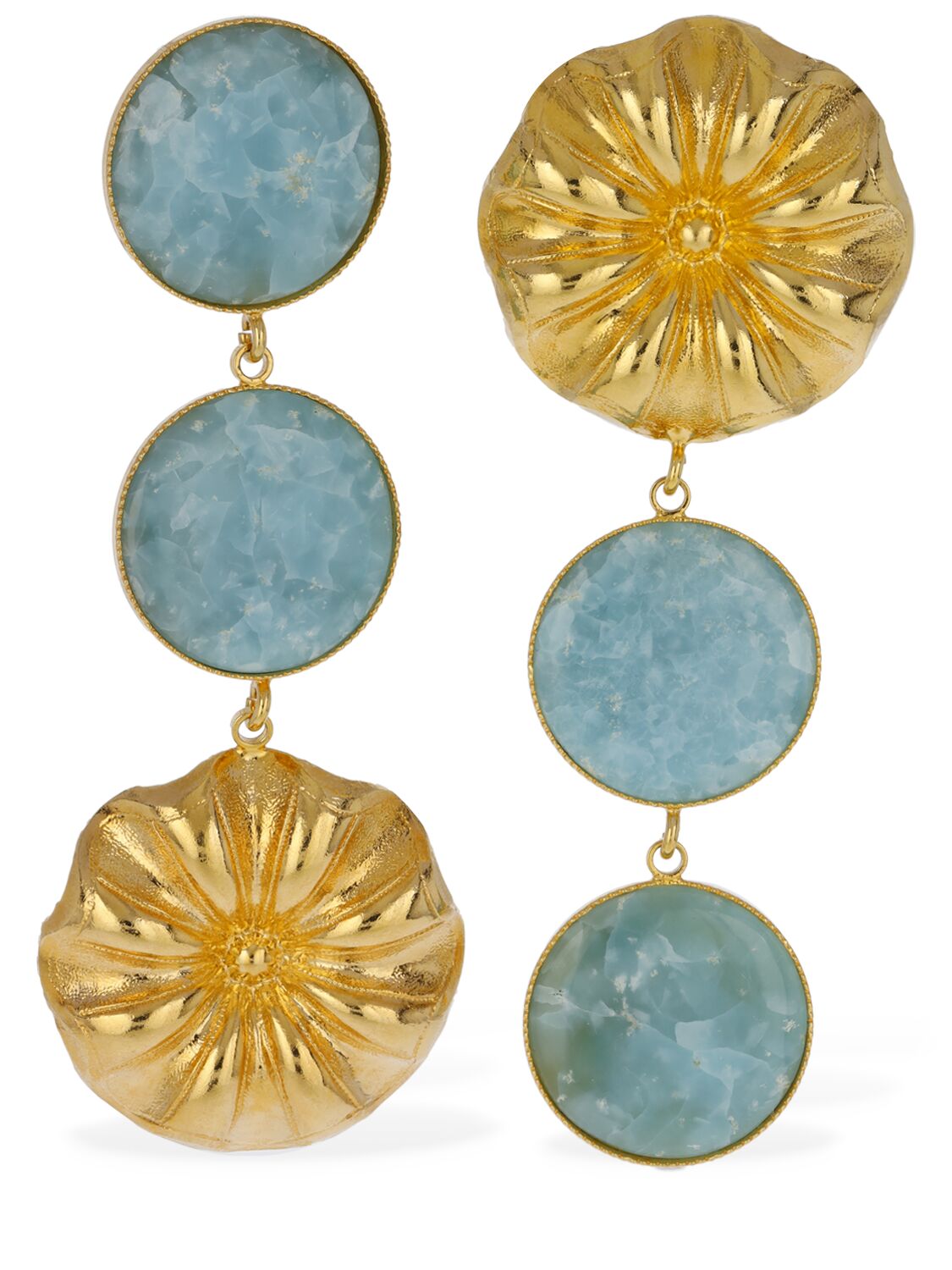 D'estree Sonia Daisy Double Stone Earrings In Gold,blue