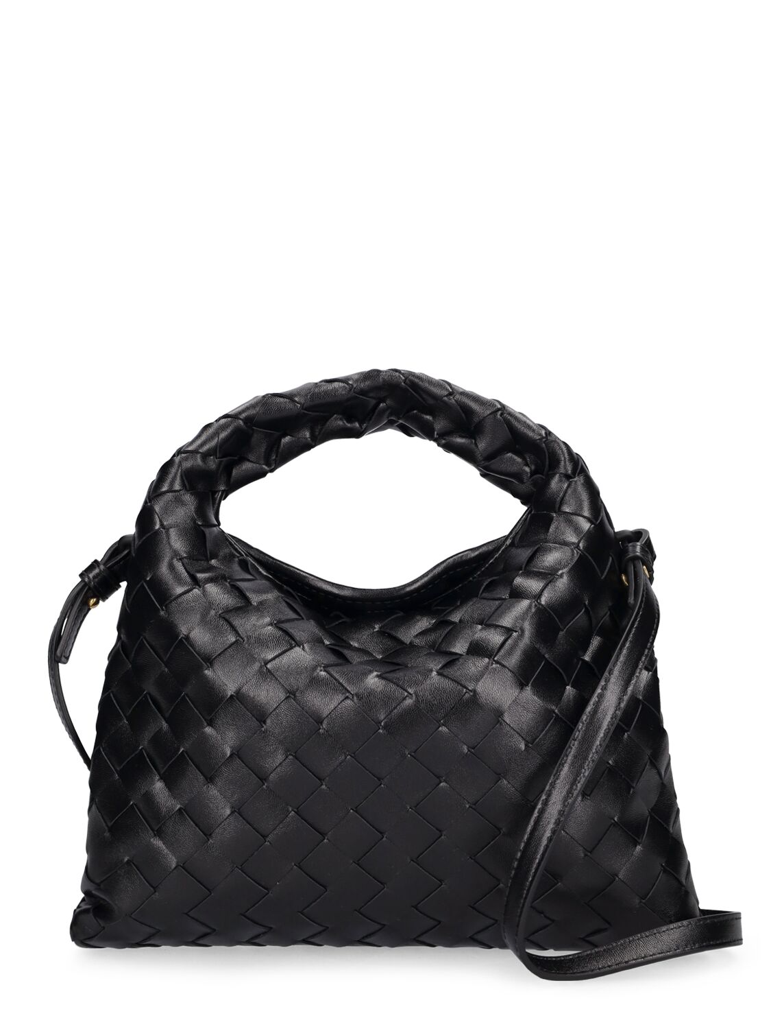 Bottega Veneta Mini Hop Leather Cross-body Bag In Black