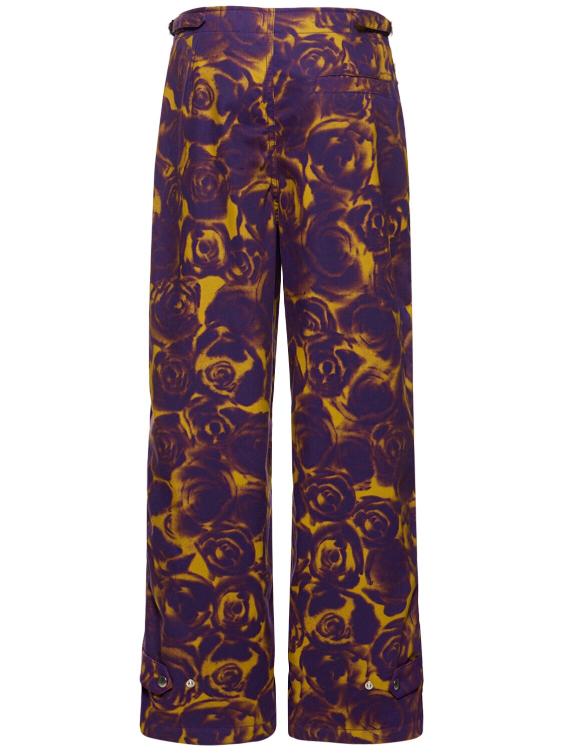 Shop Burberry Roses Cotton Straight Pants In Purple,yellow