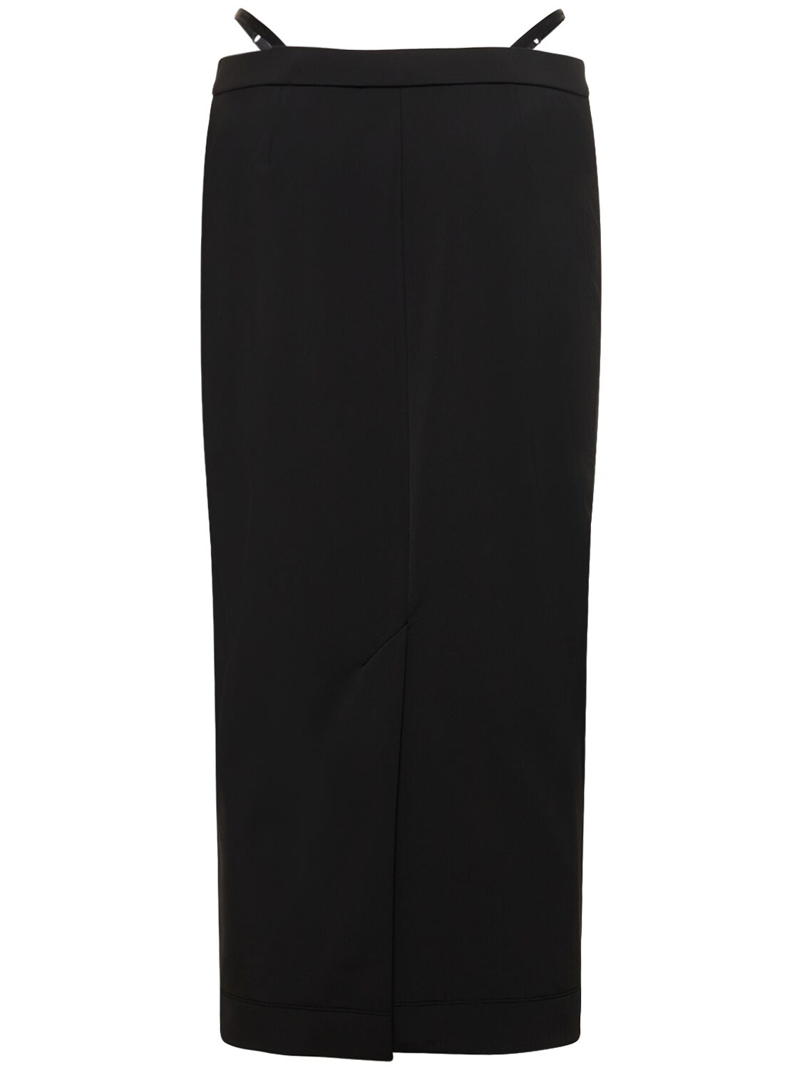 Shop Alexander Wang Fitted Tech Long Skirt W/straps In Black