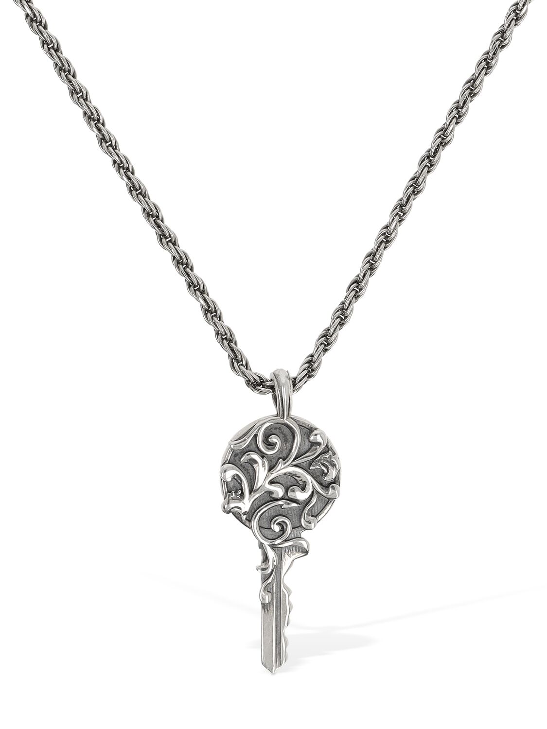 Emanuele Bicocchi Tiny Arabesque Key Necklace In Silver