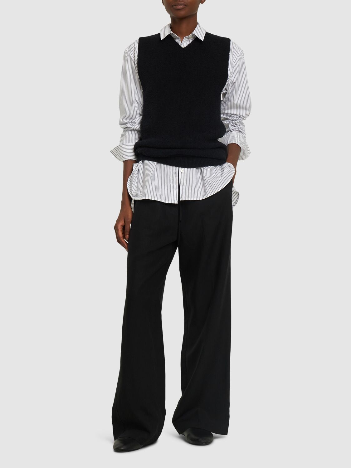 Shop Totême Knit Terry Cotton Blend Vest In Black