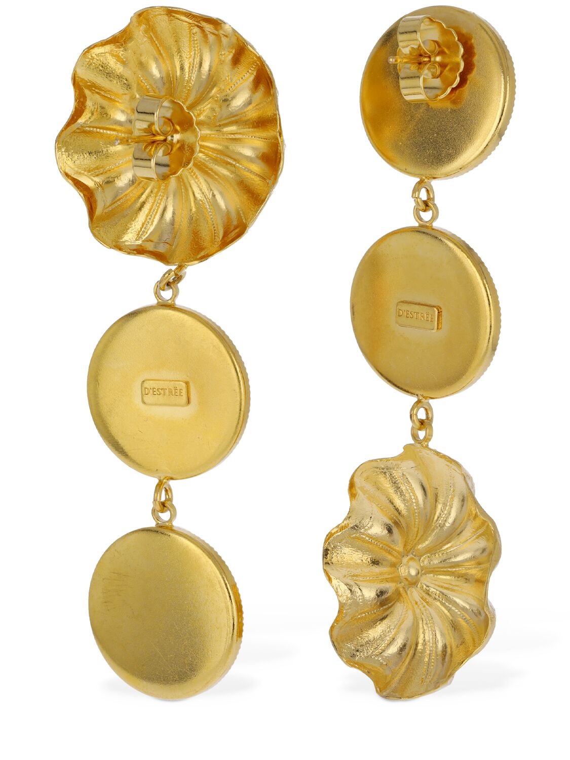Shop D'estree Sonia Daisy Double Stone Earrings In Gold,multi