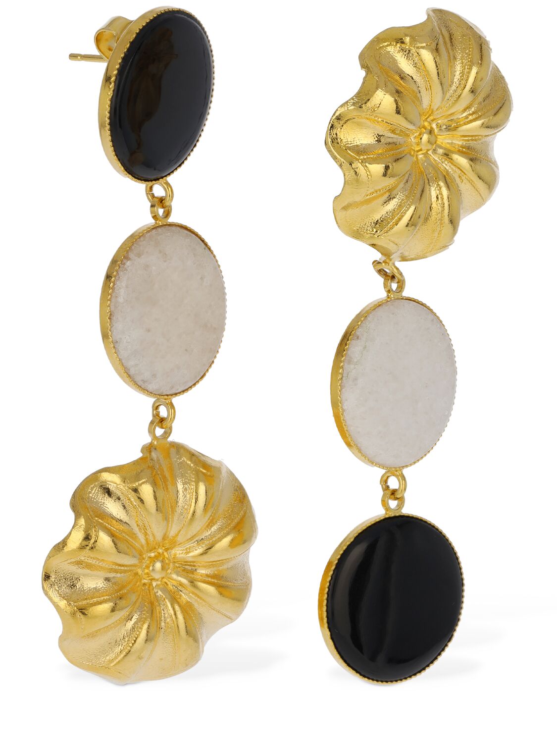 Shop D'estree Sonia Daisy Double Stone Earrings In Gold,multi