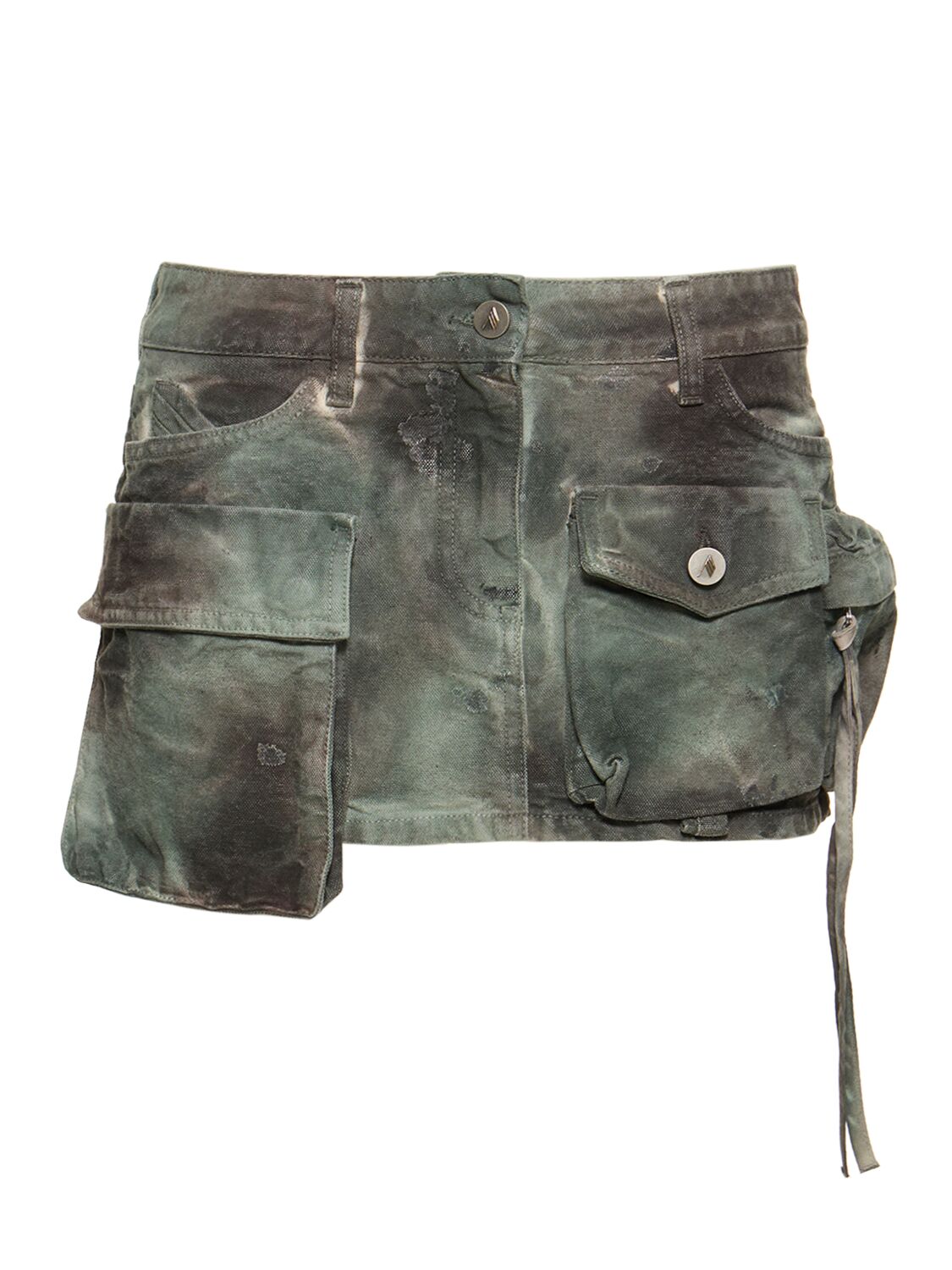 Shop Attico Fay Denim Cargo Mini Skirt In Multi,green