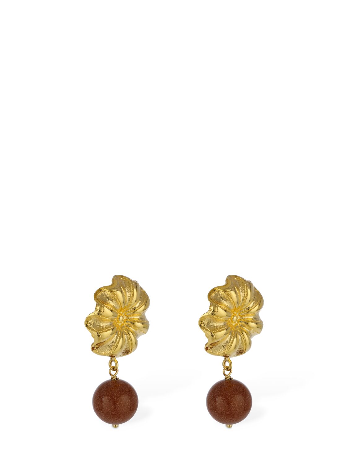 Shop D'estree Sonia Daisy Sunstone Earrings In Gold,brown