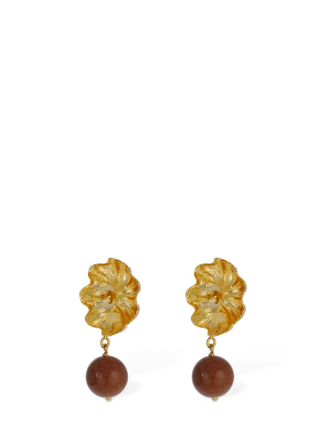 Shop D'estree Sonia Daisy Sunstone Earrings In Gold,brown