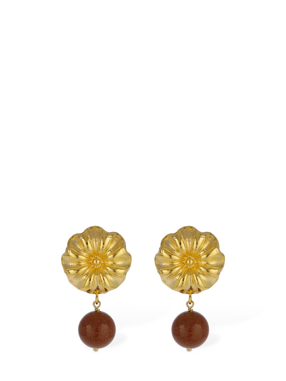 D'estree Sonia Daisy Sunstone Earrings In Gold,brown