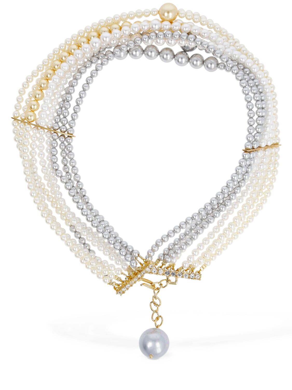 Timeless Pearly Multi Wire Pearl Collar Necklace In Multi,pearl