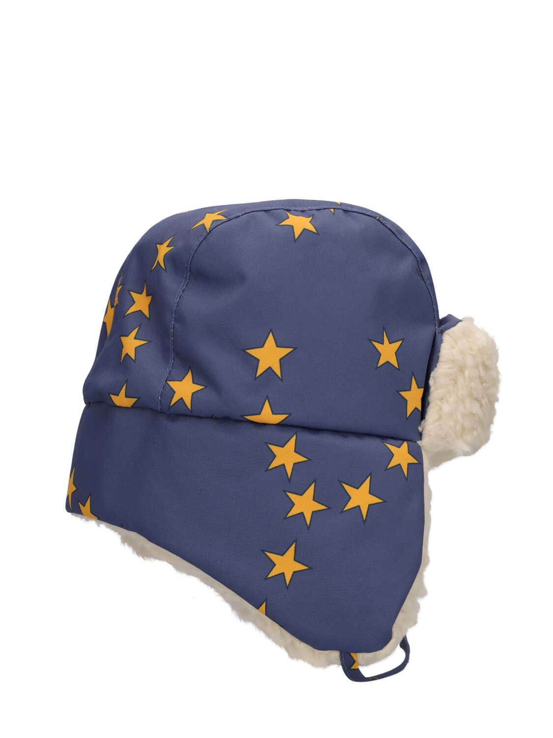 Shop Tiny Cottons Star Printed Nylon & Teddy Hat In Navy