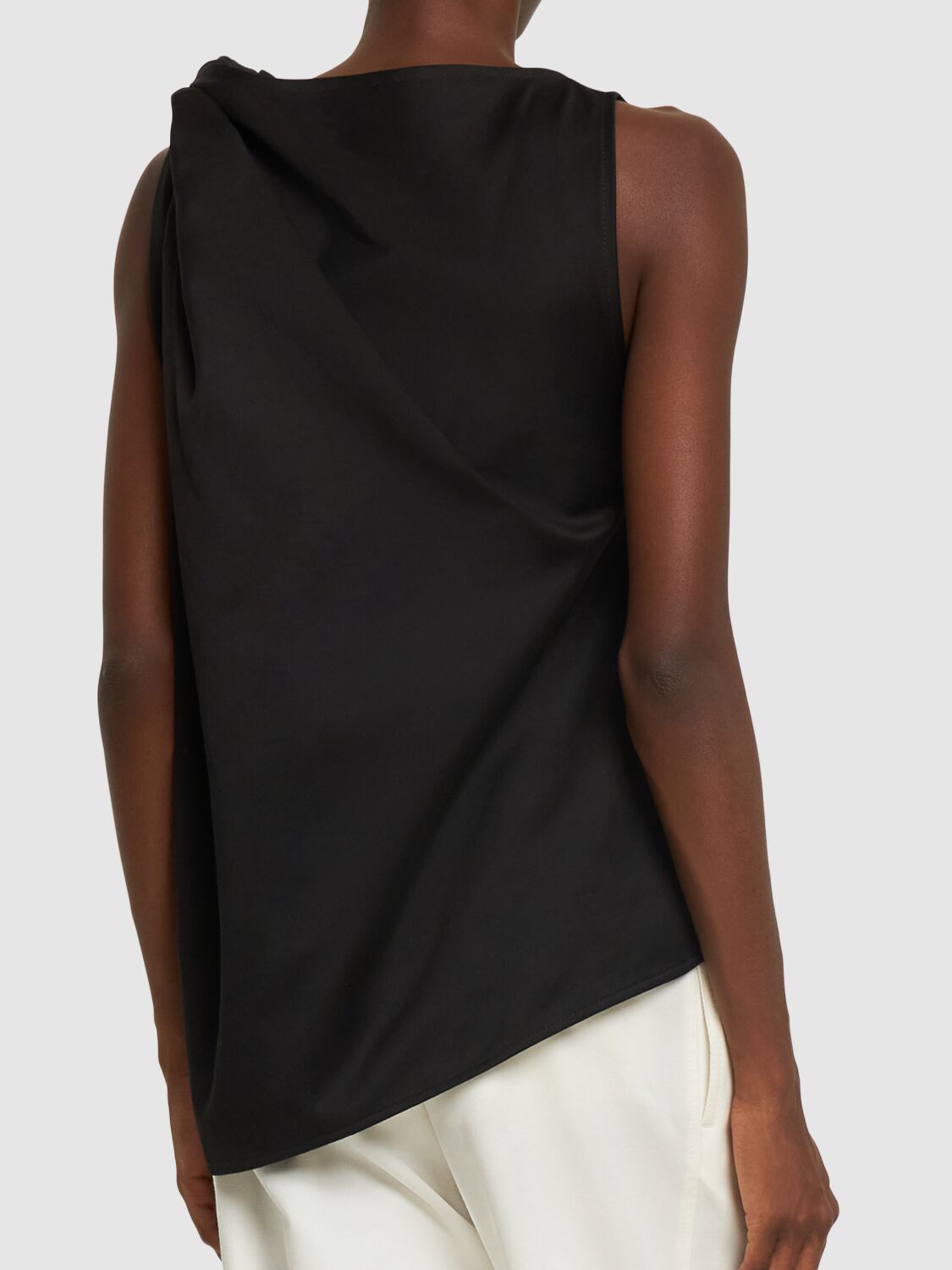 Shop Totême Shoulder-twist Cotton Linen Top In Black
