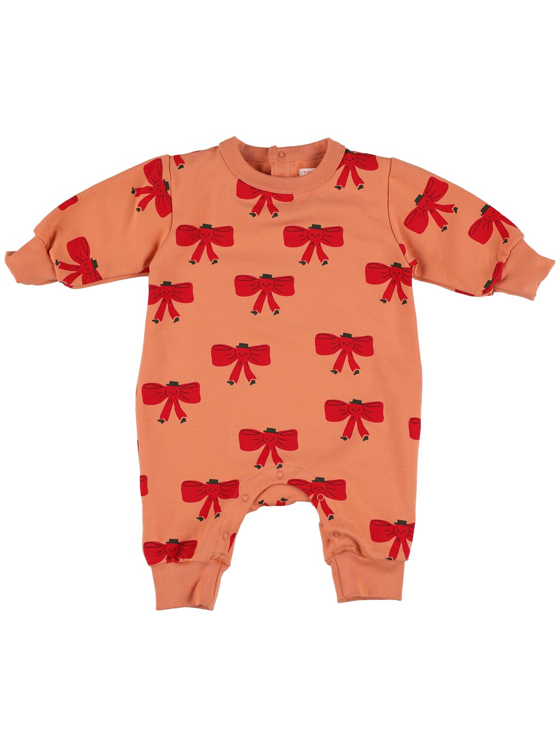 Tiny Cottons Babies' Bow Print Cotton Romper In Orange