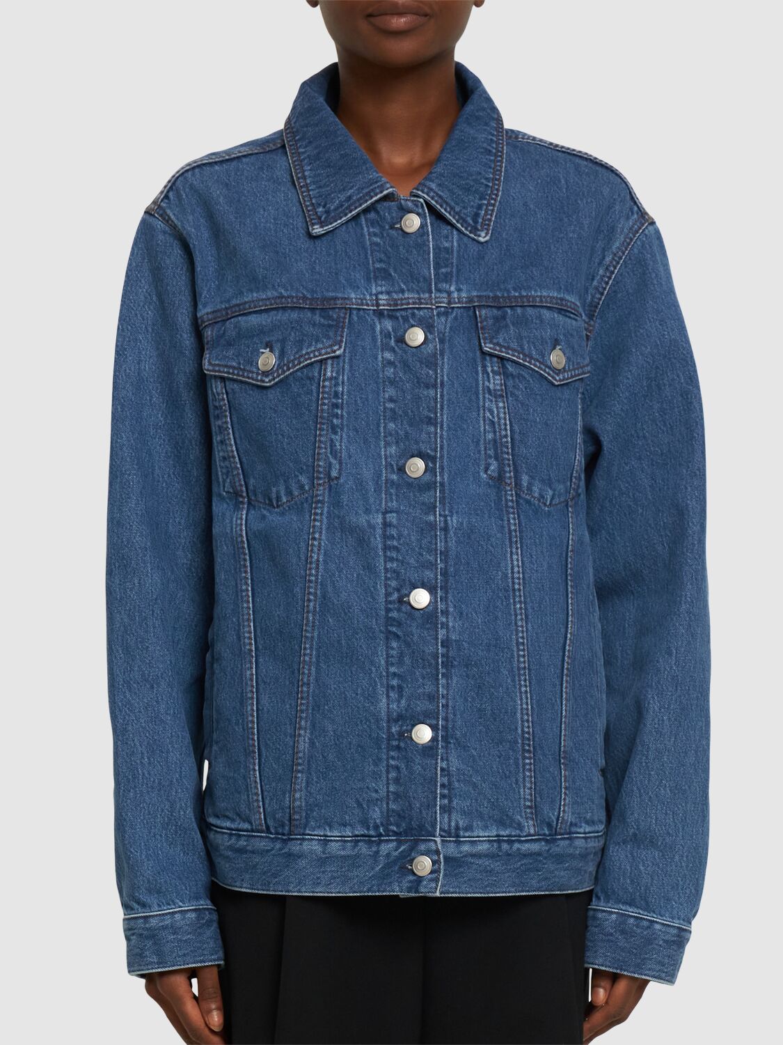 Shop Totême Classic Cotton Denim Jacket In Blue