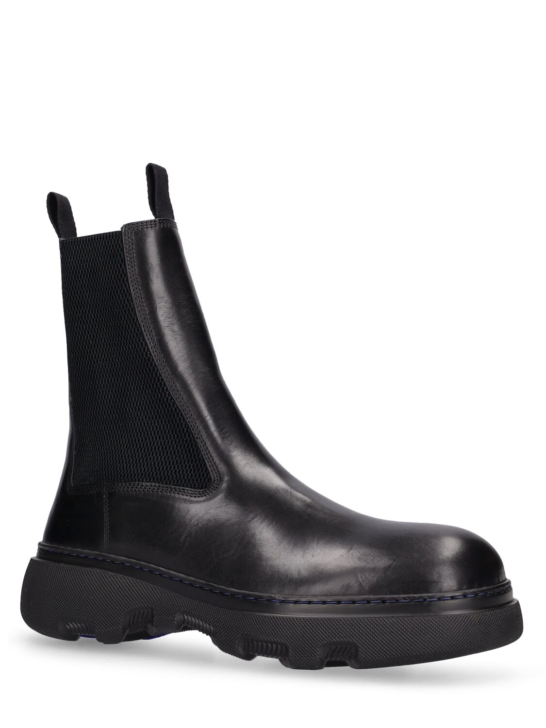 Shop Burberry Mf Gabriel Leather Chelsea Boots In Black