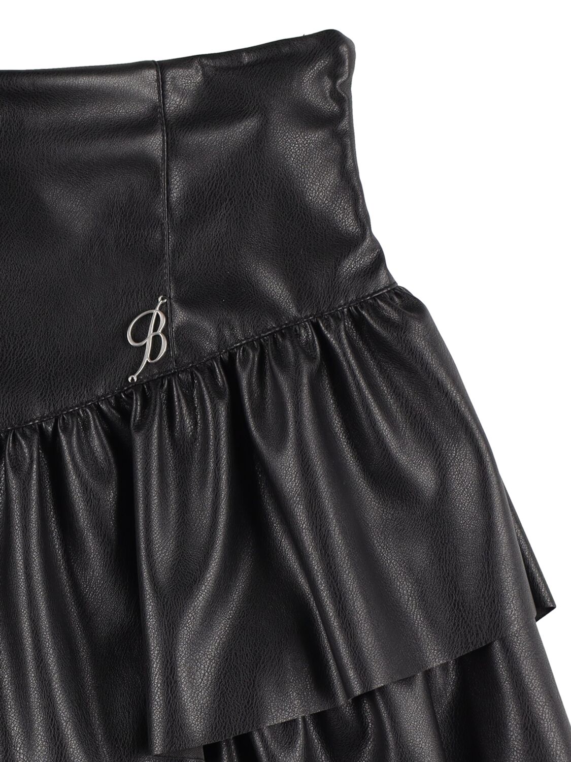 Shop Miss Blumarine Faux Leather Skirt In Black