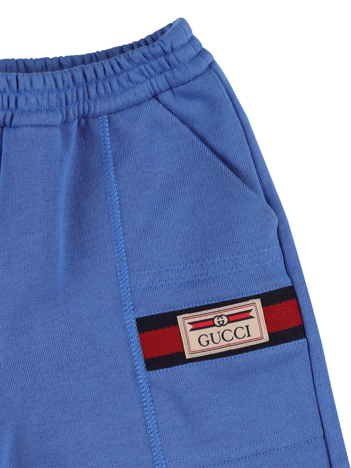 Shop Gucci Cotton Blend Jersey Shorts In Blue,multi