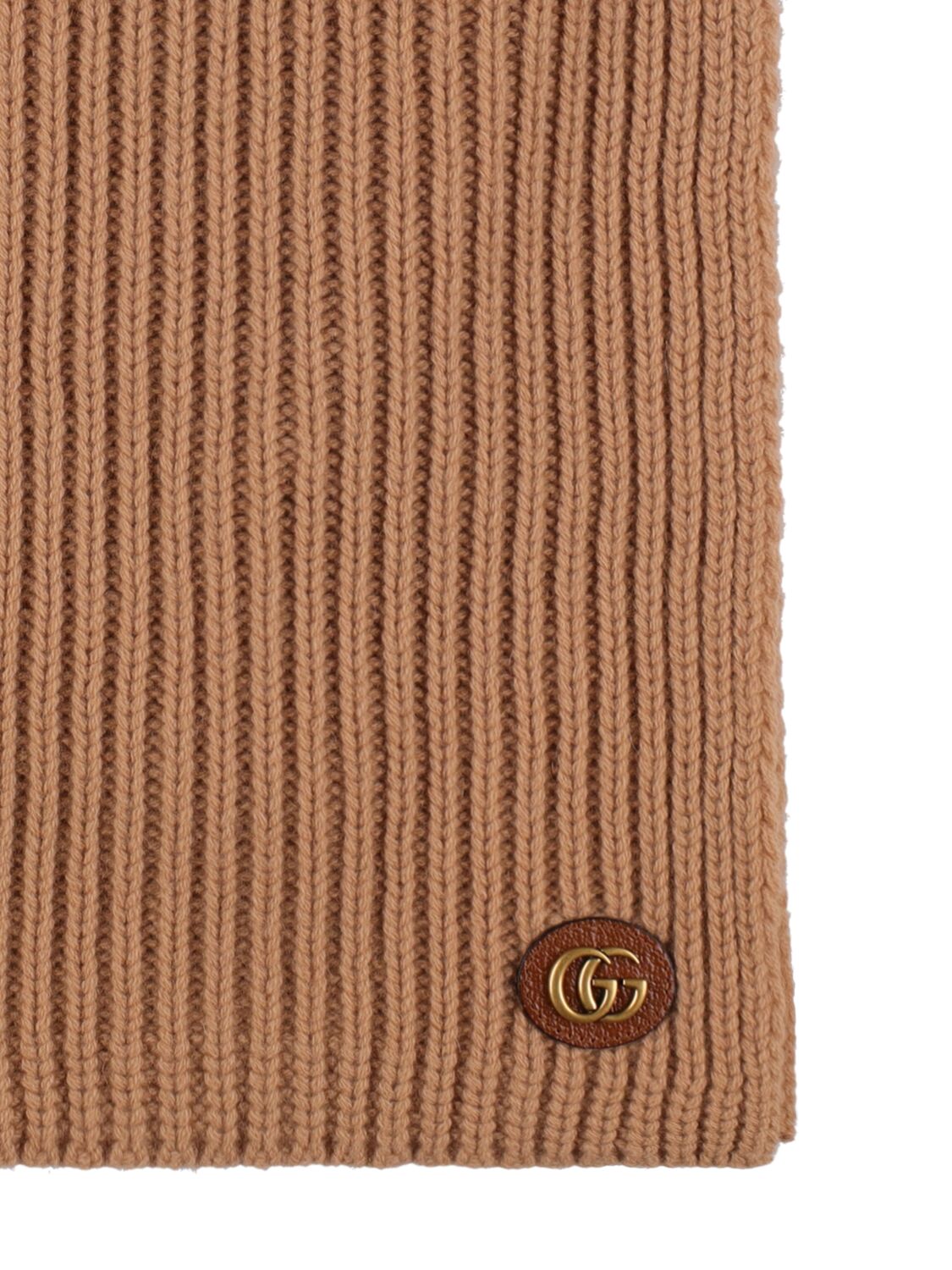 Shop Gucci Double G Wool & Cashmere Scarf In Camel