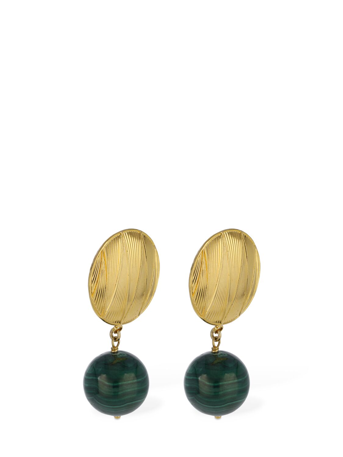 Shop D'estree Sonia Geometric Stone Earrings In Gold,green