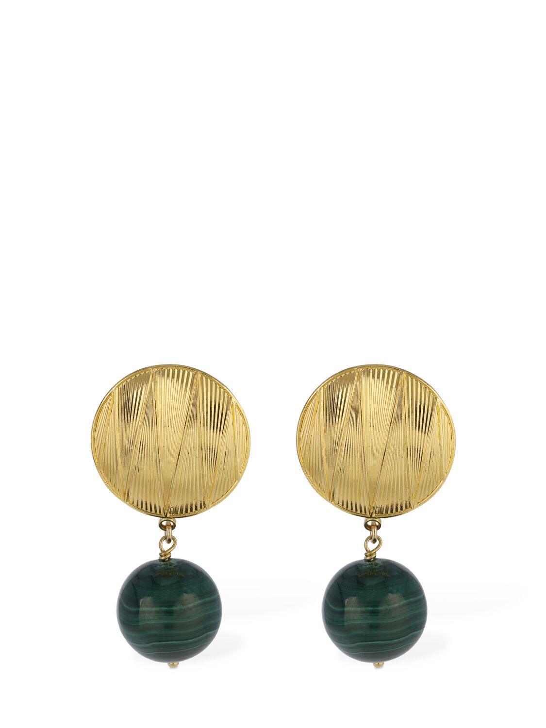 D'estree Sonia Geometric Stone Earrings In Gold,green