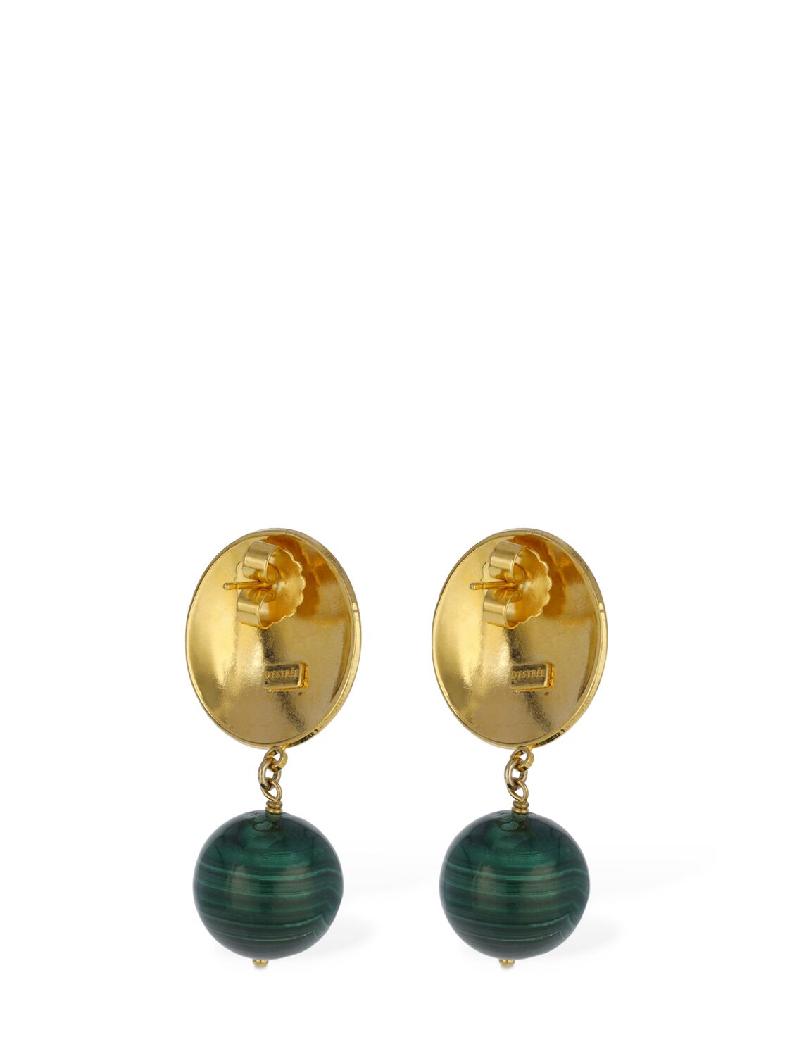 Shop D'estree Sonia Geometric Stone Earrings In Gold,green