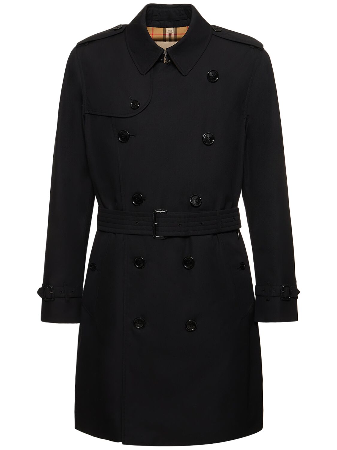 Burberry Kensington Cotton Trench Coat In Black