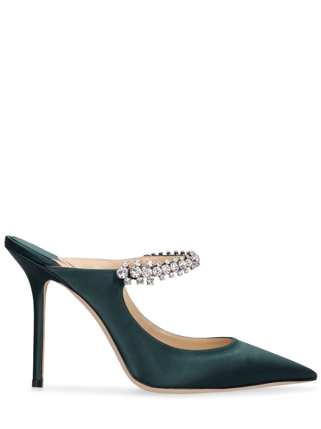 Jimmy Choo 100mm Bing Satin Pumps In Dark Green