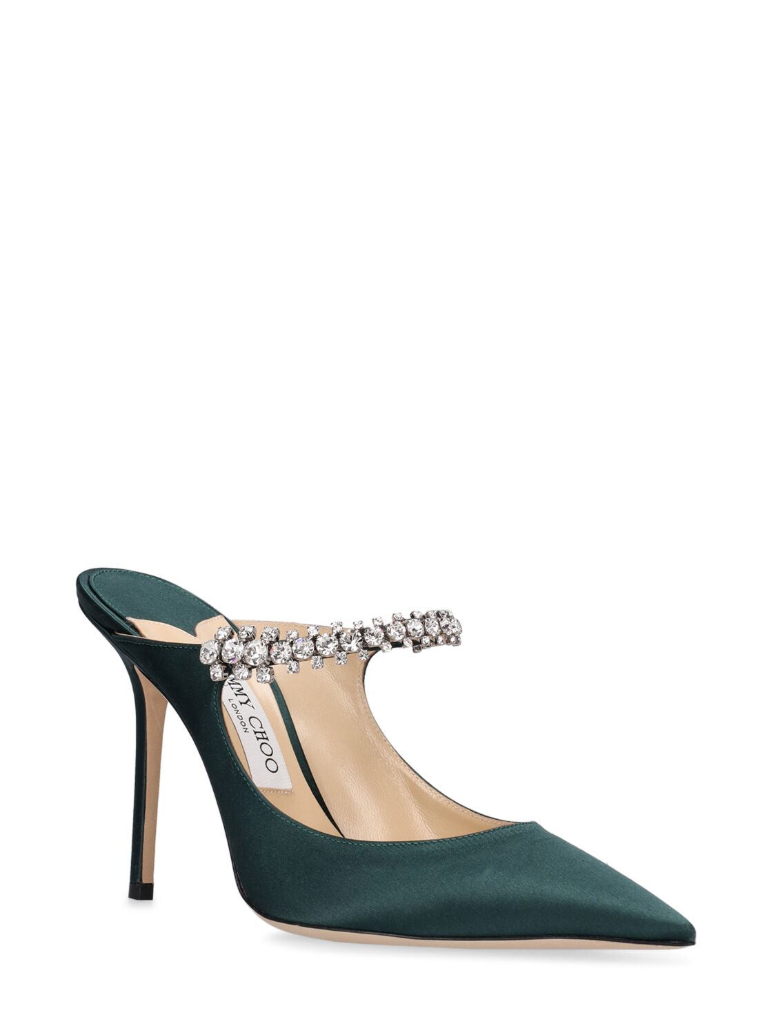 Shop Jimmy Choo 100mm Bing Satin Pumps In Dark Green