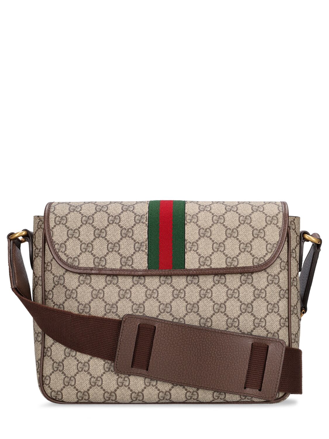 Shop Gucci Ophidia Gg Supreme Medium Crossbody Bag In Beige,ebony
