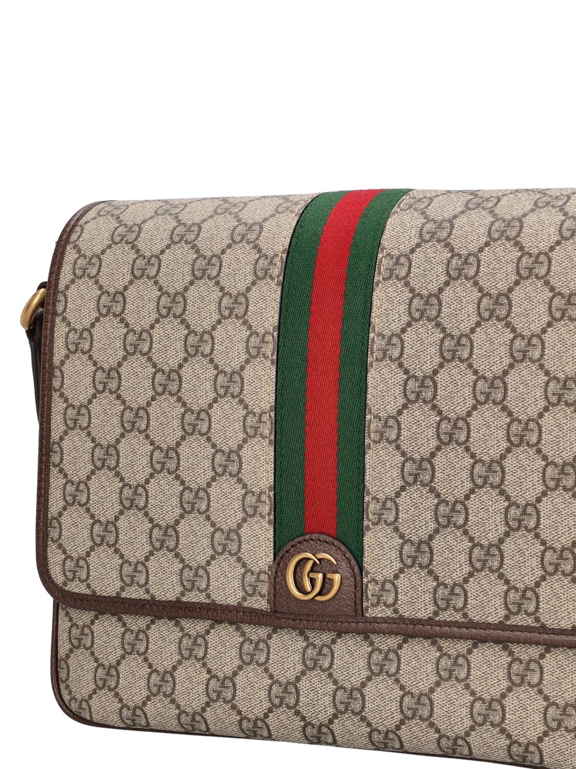 Shop Gucci Ophidia Gg Supreme Medium Crossbody Bag In Beige,ebony