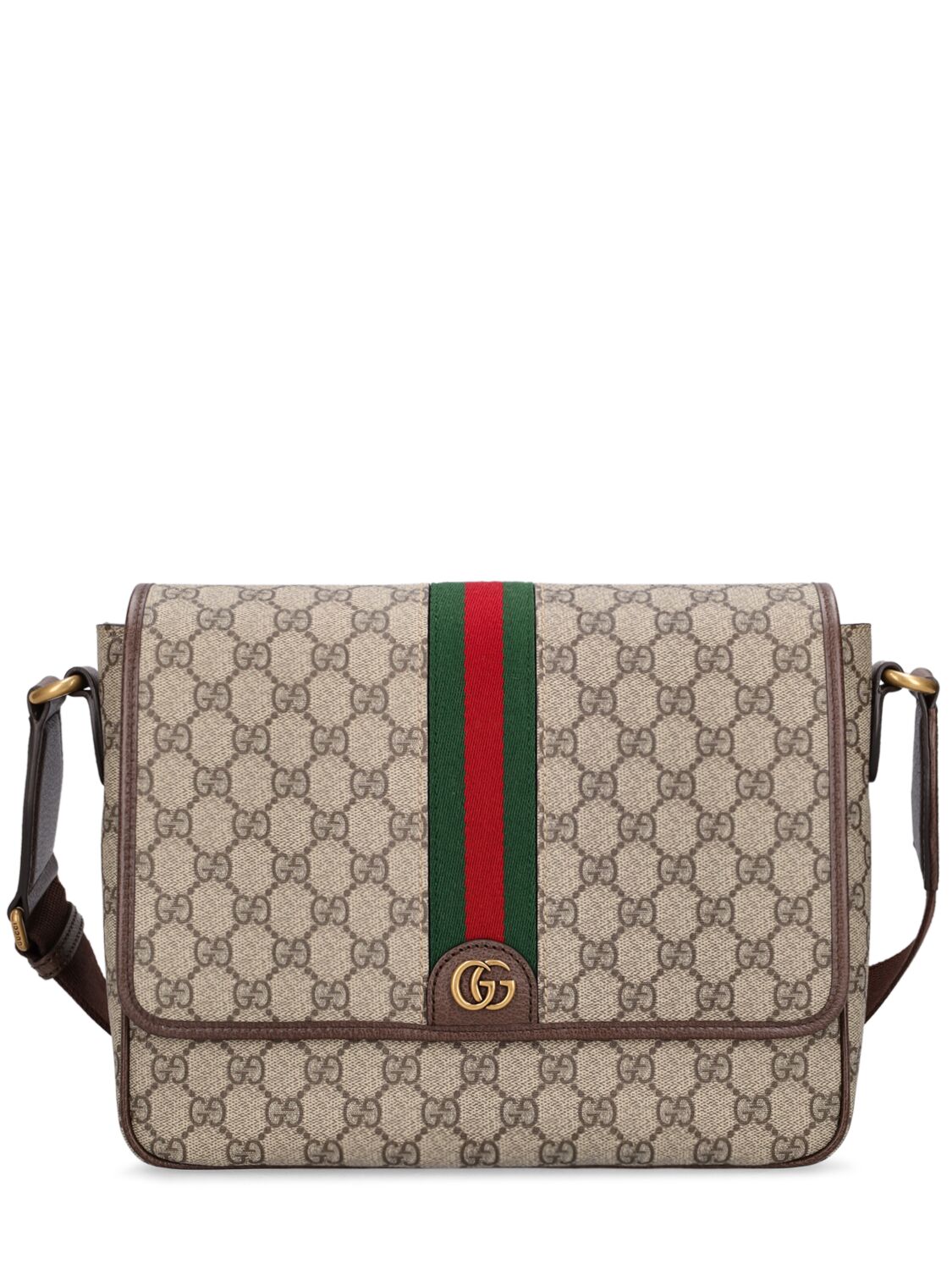 Gucci Ophidia Gg Supreme Medium Crossbody Bag In Beige,ebony