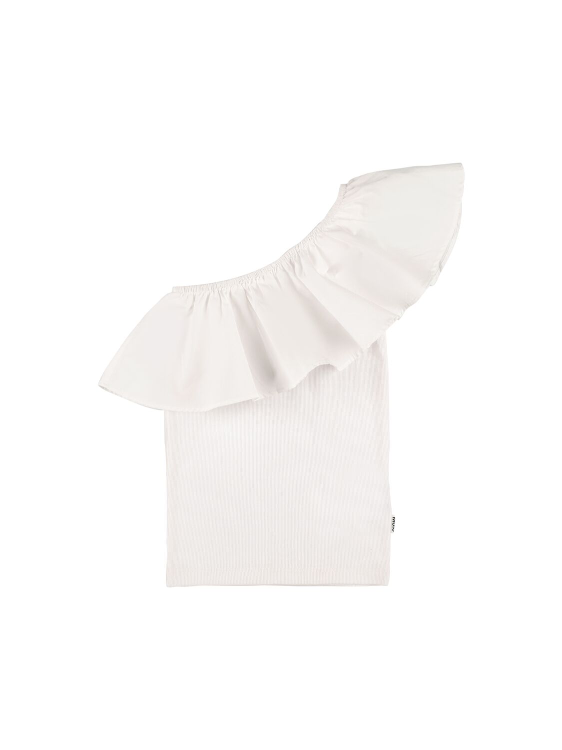 Shop Molo One Shoulder Organic Cotton & Poplin Top In White