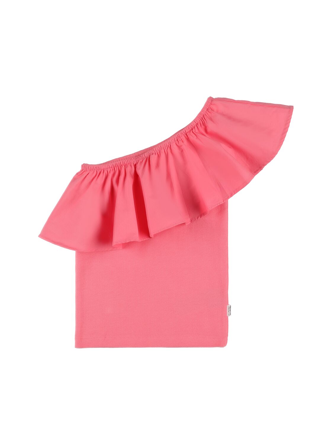 Molo Kids' One Shoulder Organic Cotton & Poplin Top In Pink