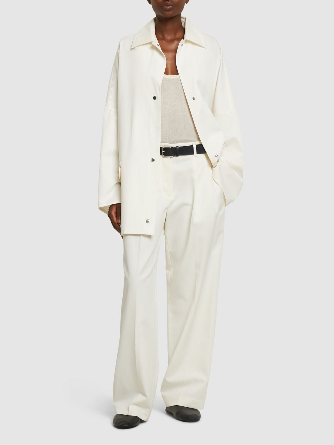 Shop Totême Structured Cotton Twill Overshirt In White