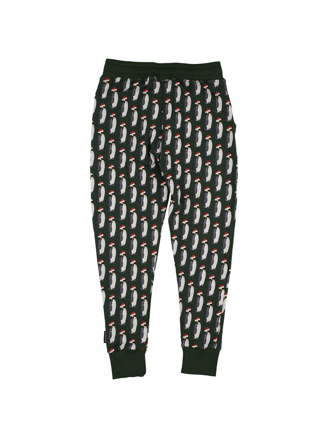Shop Snurk Penguin Print Organic Cotton Sweatpants In Dark Green