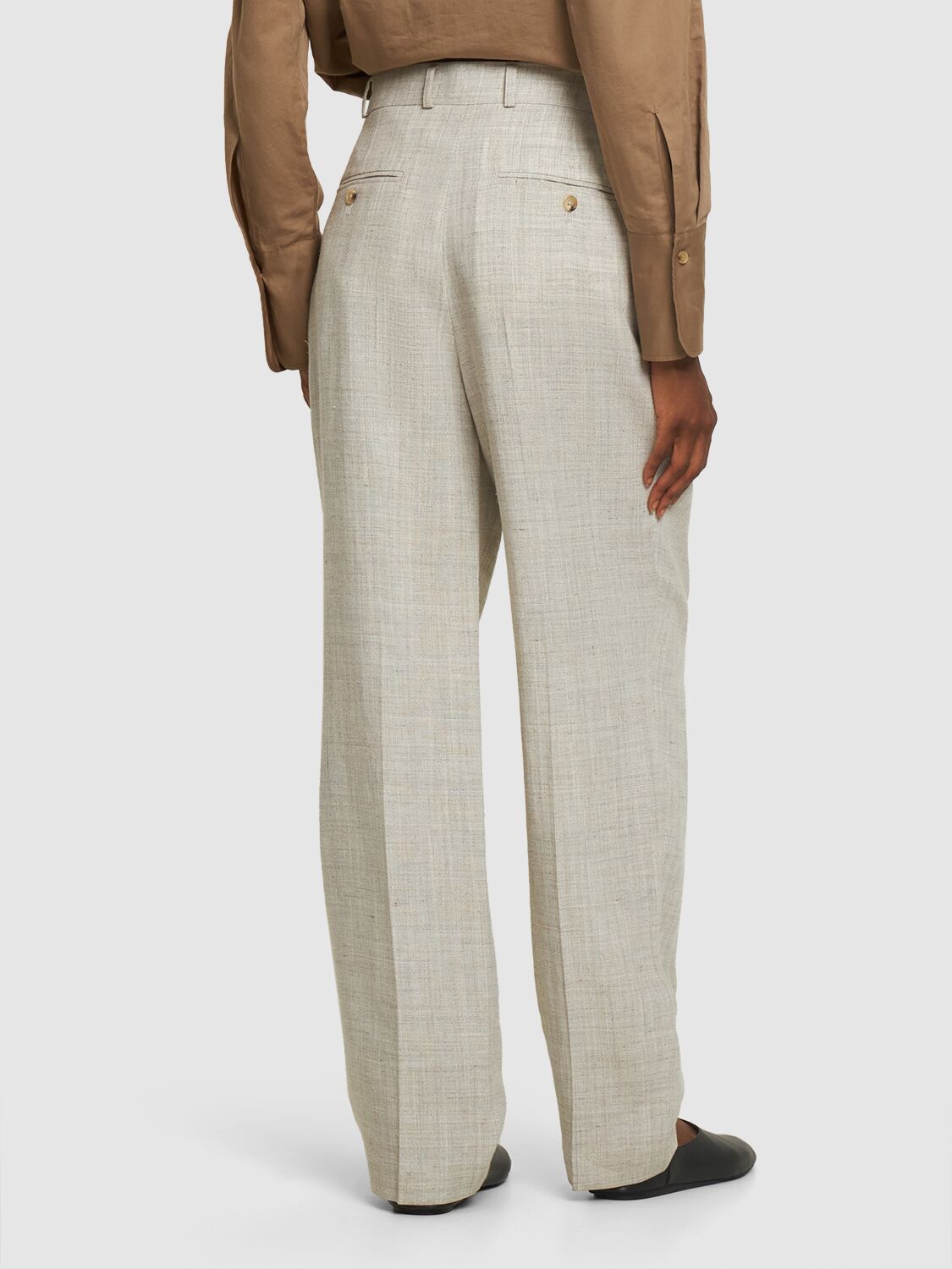 Shop Totême Tailored Viscose Blend Pants In Beige