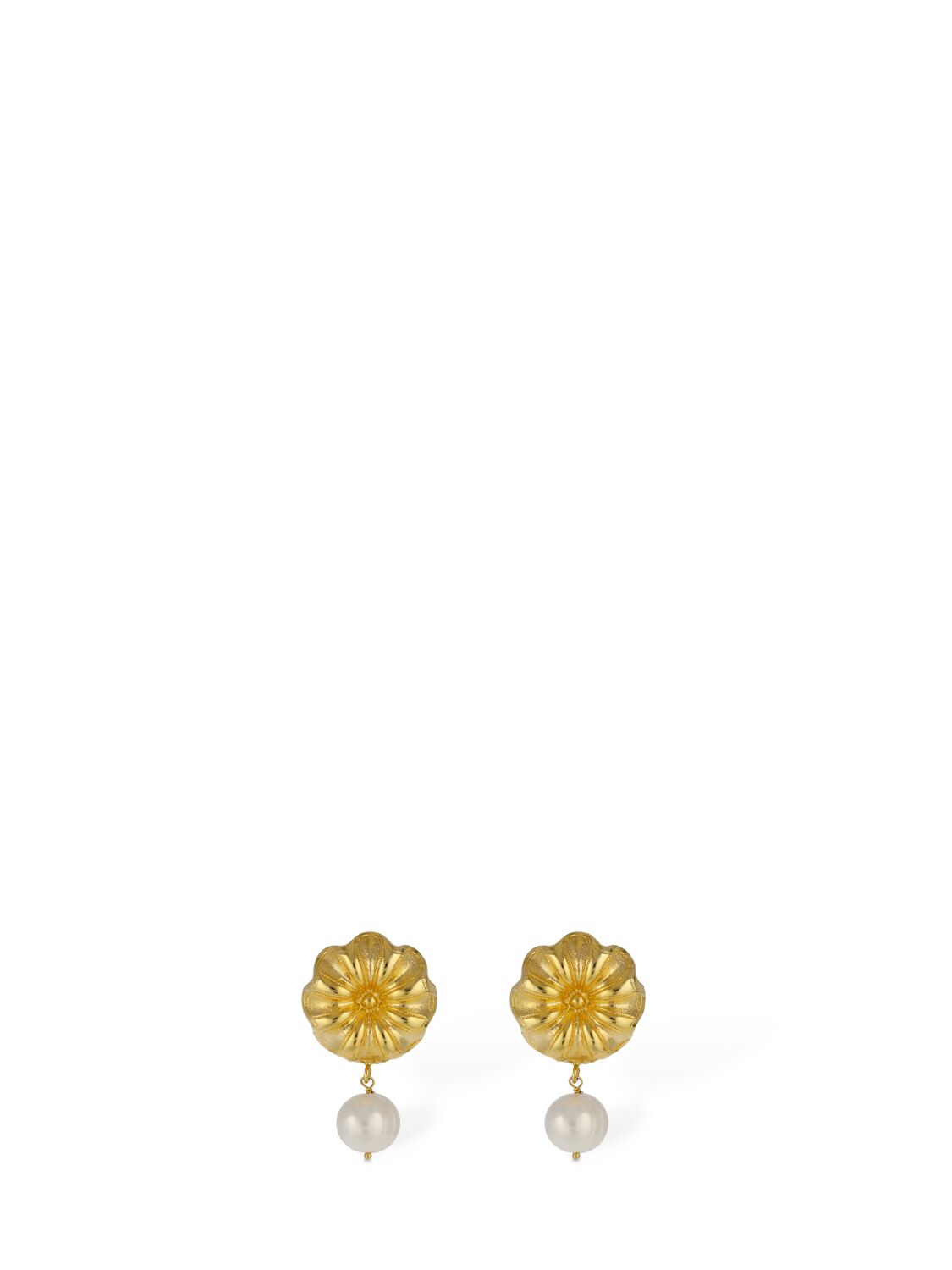 D'estree Sonia Daisy Pearl Earrings In Gold