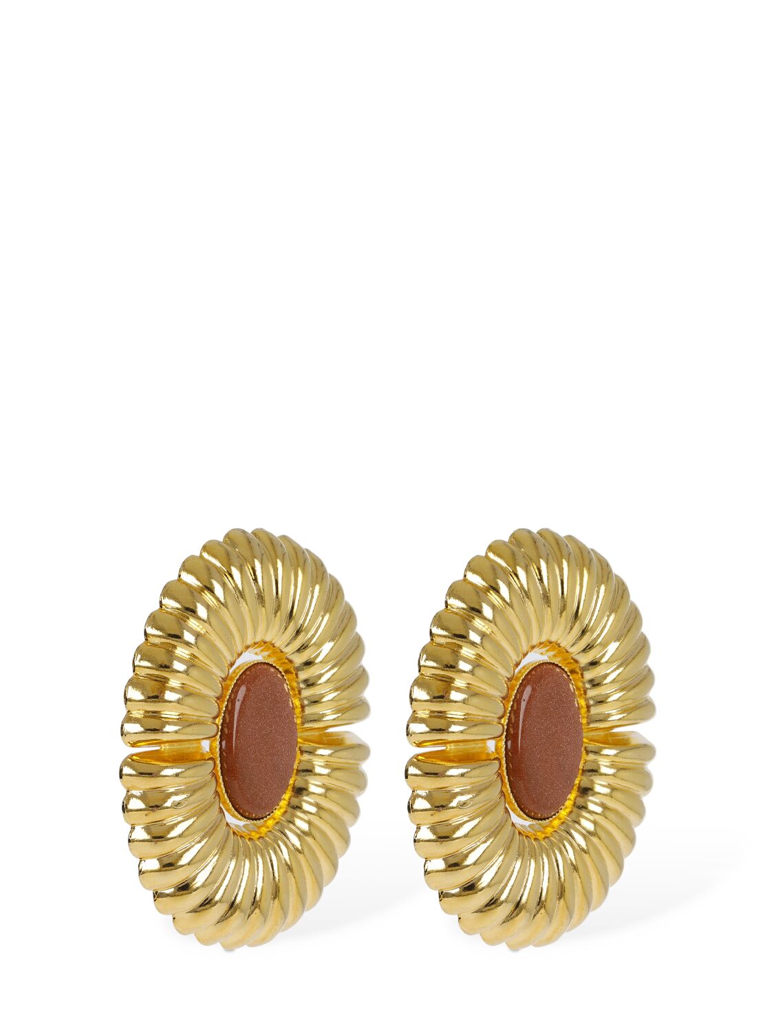 Shop D'estree Sonia Sun Stud Earrings In Gold,brown