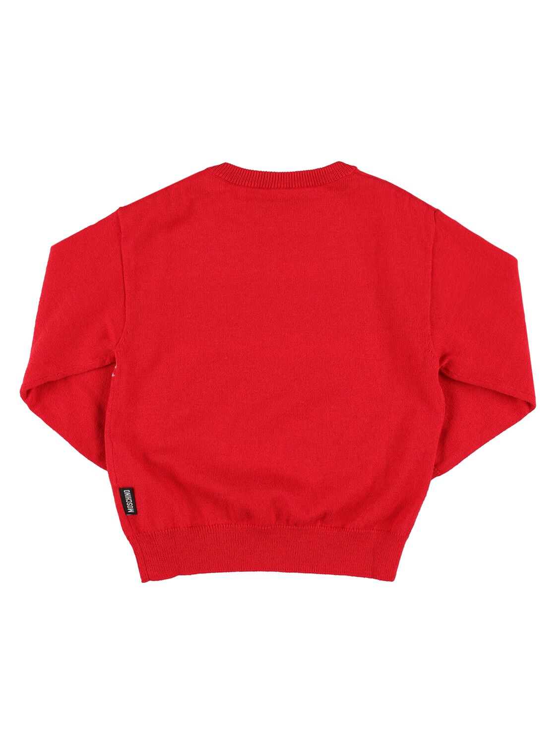 Shop Moschino Wool & Cotton Jacquard Knit Sweater In Red