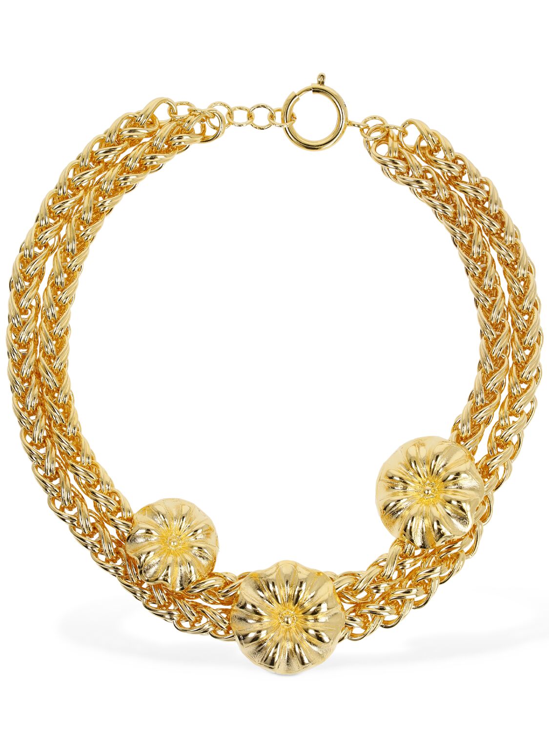 D'estree Elizabeth Double Chain Daisy Necklace In Gold