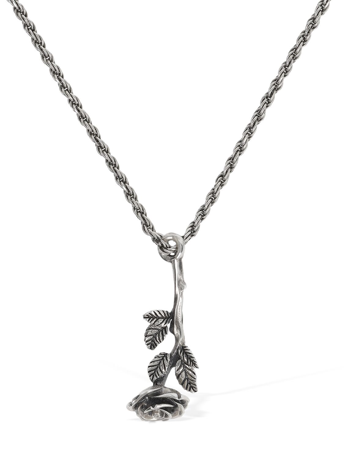Emanuele Bicocchi Large Rose Pendant Necklace In Silver