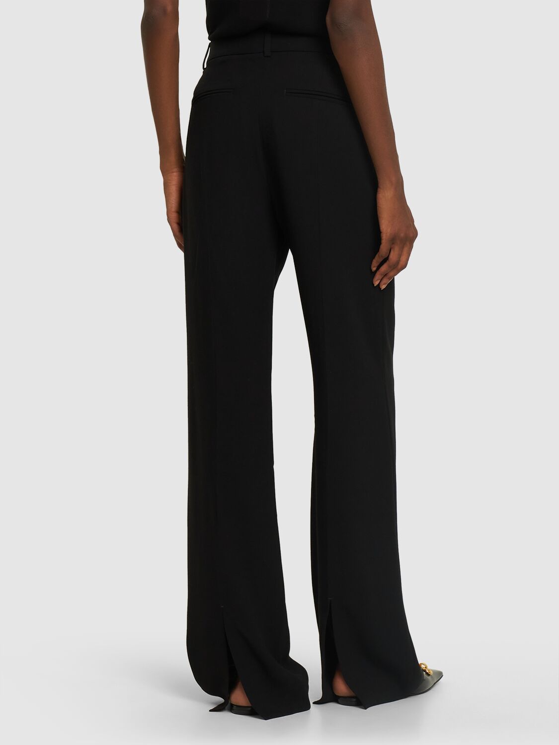 Shop Totême Relaxed Straight Viscose Blend Pants In Black