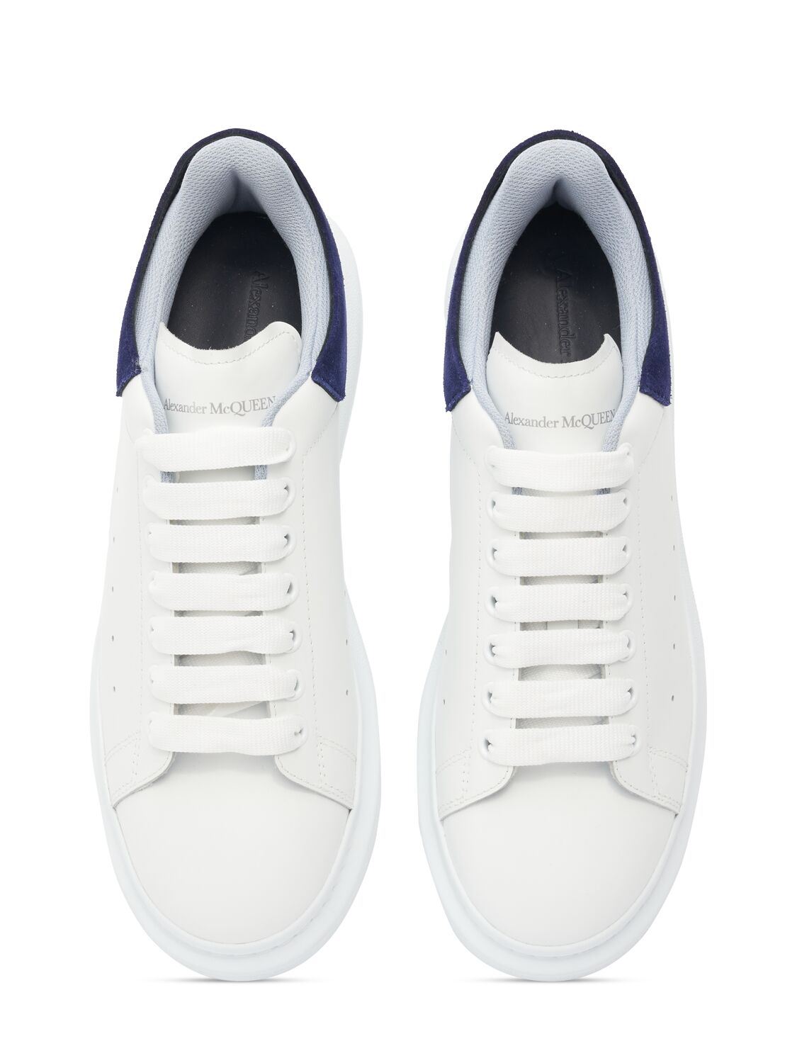 Shop Alexander Mcqueen 45mm Oversized Leather Sneakers In White,navy