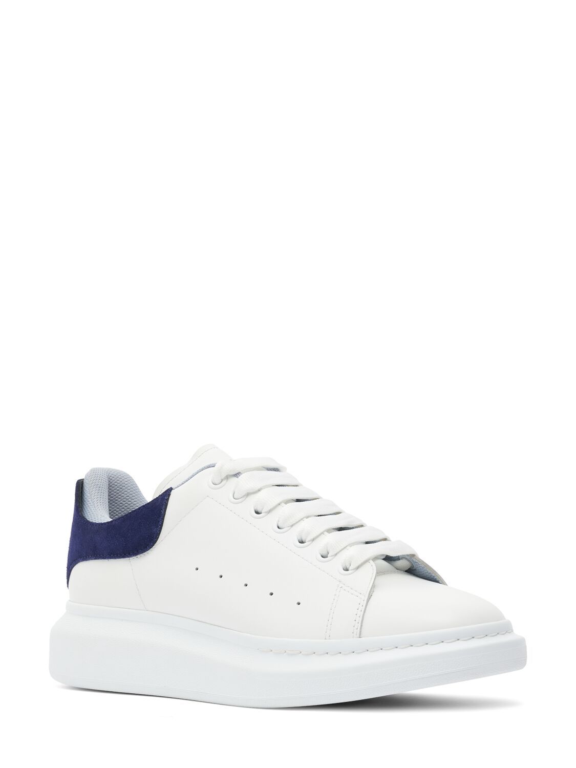 Shop Alexander Mcqueen 45mm Oversized Leather Sneakers In White,navy